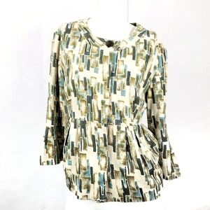 J. Jill Silk-Lined Geometric 3/4 Sleeve Jacket – Size Small